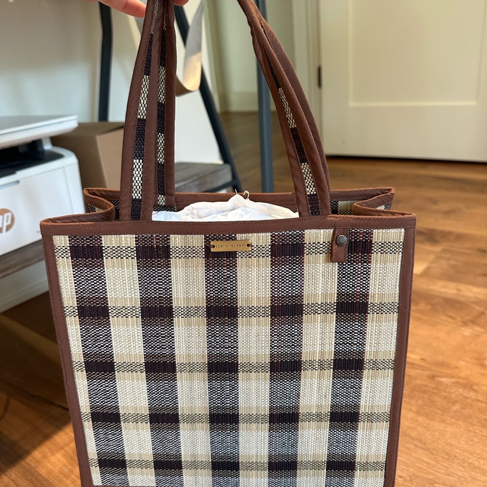 Lorna Murray Plaid Brown Tote Bag